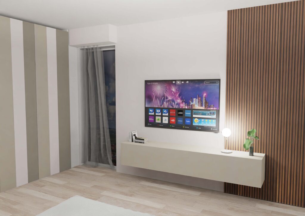 Render di una parete TV